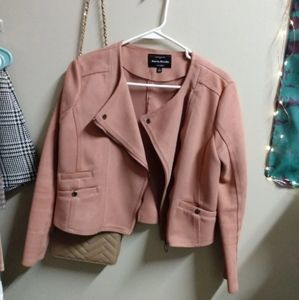 Suede pink moto jacket